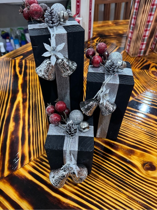 Other - Decorative Black & Silver Holiday Gift Boxes - Home Accents